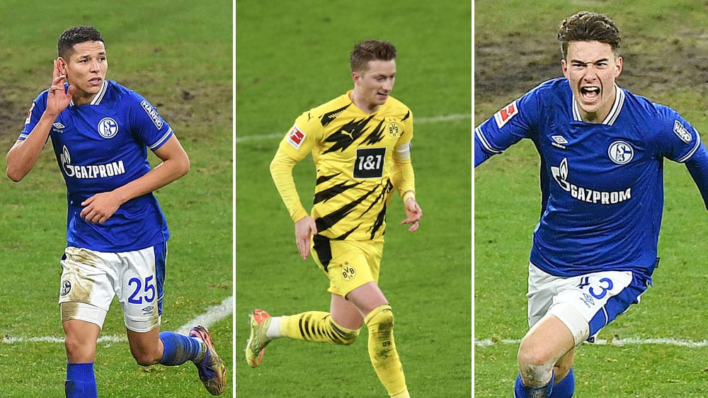 Amine Harit, Marco Reus, Matthew Hoppe (v.l.)