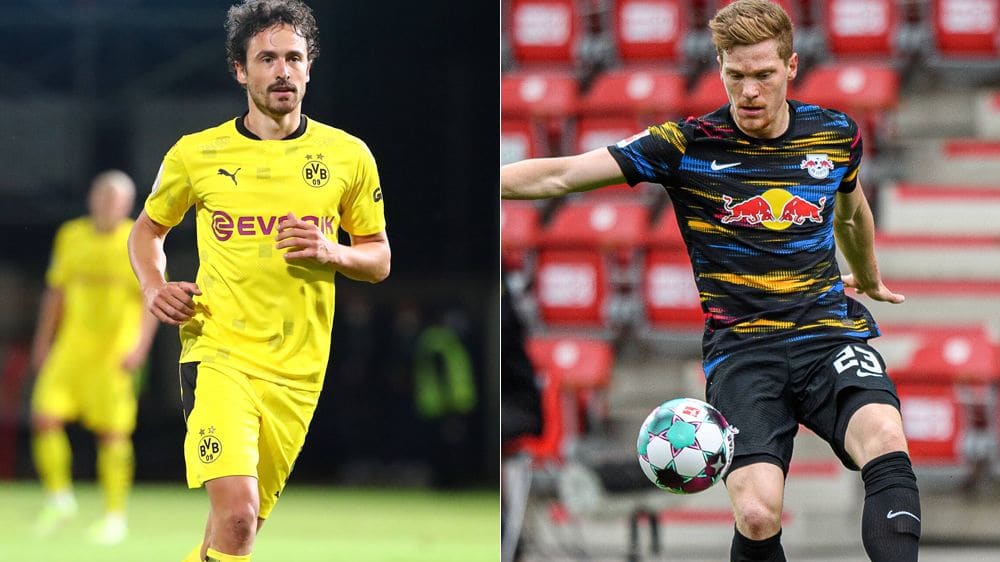 Offene Personalien: Dortmunds Thomas Delaney und Leipzigs Marcel Halstenberg.