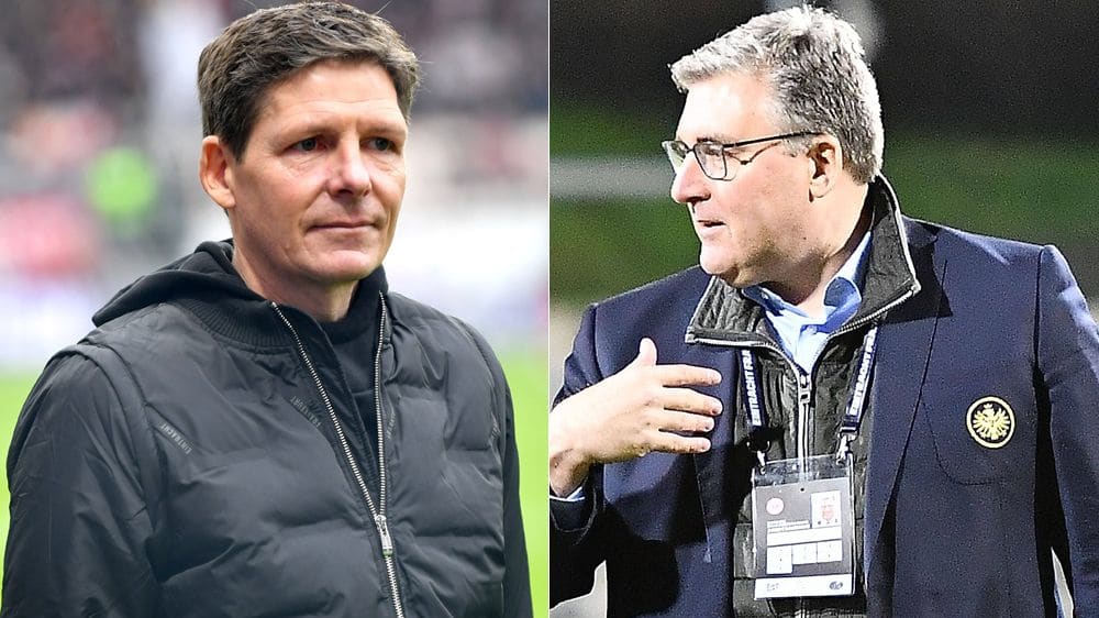 Sind in ihren jeweiligen Funktionen gefordert: Eintracht-Coach Oliver Glasner und Vorstandssprecher Axel Hellmann.