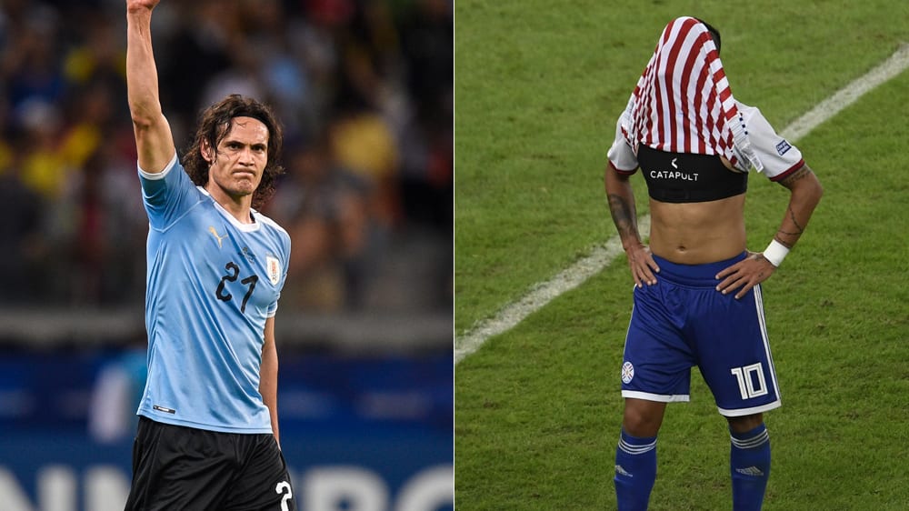 Zwei Traumtore, zwei Gefühlswelten: Edinson Cavani (li.) und Derlis Gonzalez zum Auftakt der Copa America.
