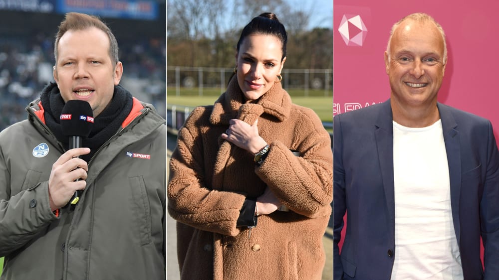 Esther Sedlaczek (Mitte) ist neu bei FIFA dabei und unterstützt Wolff Fuss (li.) und Frank Buschmann.