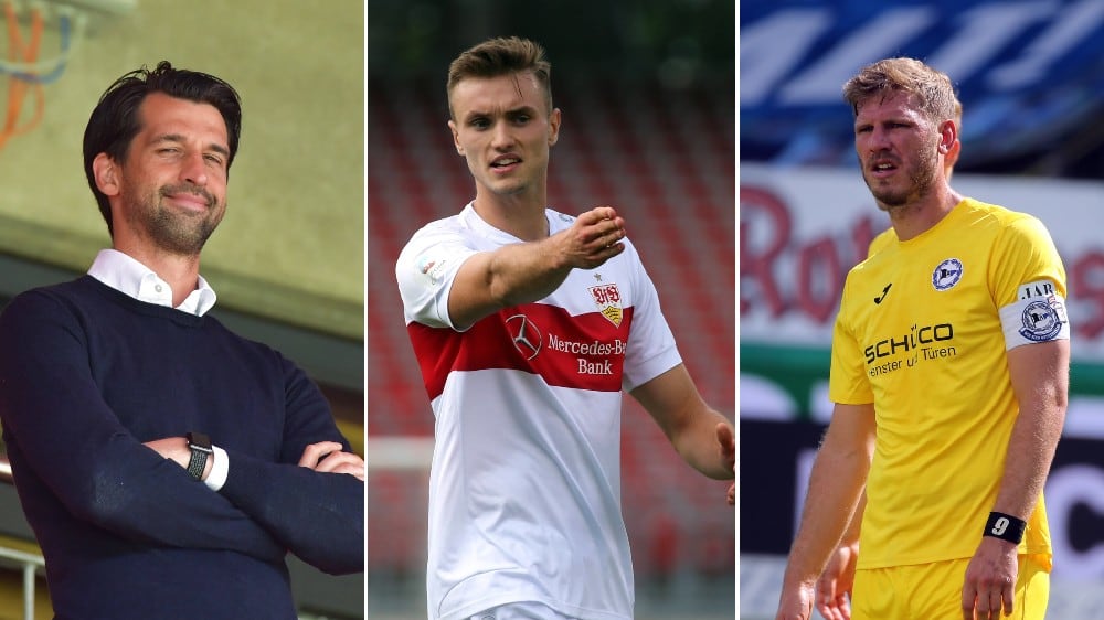 HSV-Sportvorstand Jonas Boldt, Sasa Kalajdzic und Fabian Klos (v.l.)