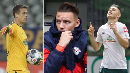 Três que podem mudar dentro da Bundesliga neste verão: Alexander Schwolow (Freiburg), Hannes Wolf (Leipzig) e Milot Rashica (Bremen, da esquerda).