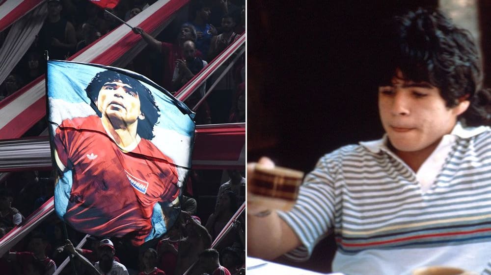 Auch bei den Argentinos Juniors wird Diego Maradona, rechts als 14-Jähriger beim Kaffeetrinken, verehrt.