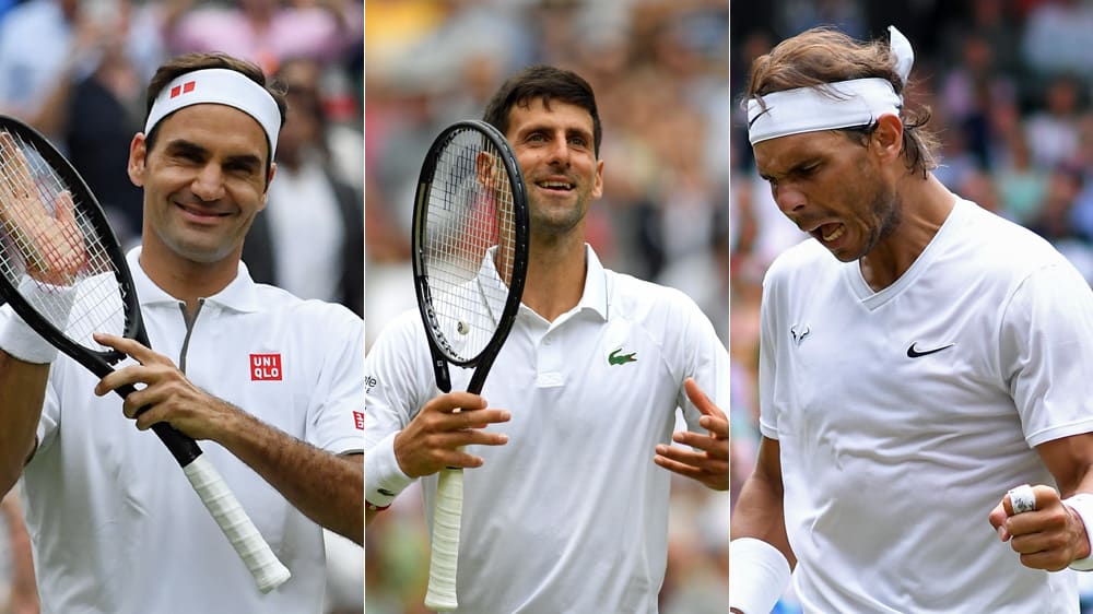 Alle drei haben das Halbfinale im Blick: Roger Federer, Novak Djokovic und Rafael Nadal.