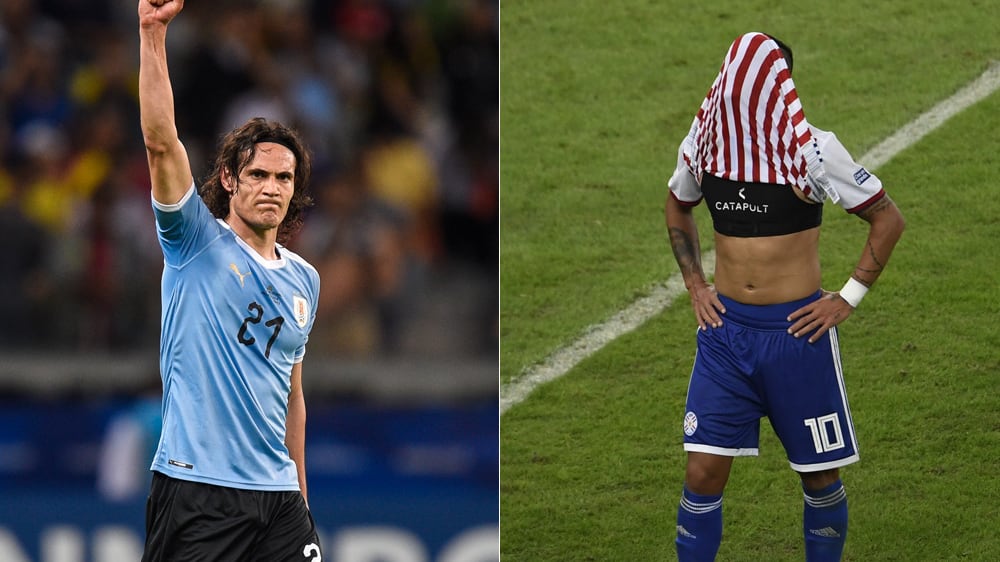 Zwei Traumtore, zwei Gefühlswelten: Edinson Cavani (li.) und Derlis Gonzalez zum Auftakt der Copa America.