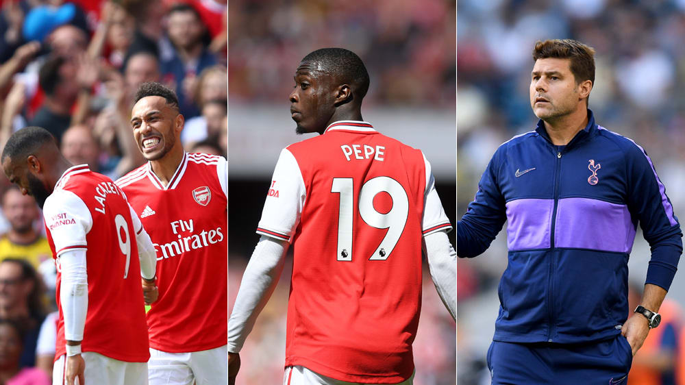 Alexandre Lacazette, Pierre-Emerick Aubameyang und Nicolas Pepé könnten gegen Tottenham gemeinsam starten - Mauricio Pochettino wird auch nach dem Derby Spurs-Trainer bleiben.