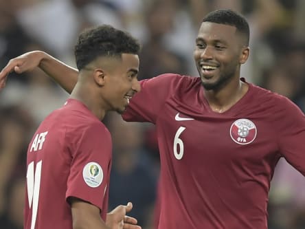 Auch Gastmannschaft Katar, die sich mit einem verdienten Punkt belohnte, hatte im Maracana etwas zu lachen.