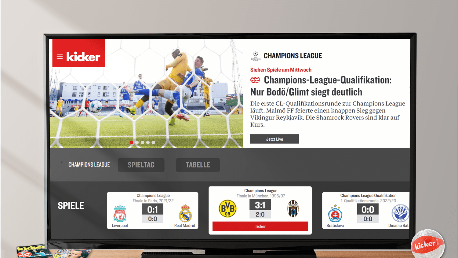Die kicker Smart TV App kicker