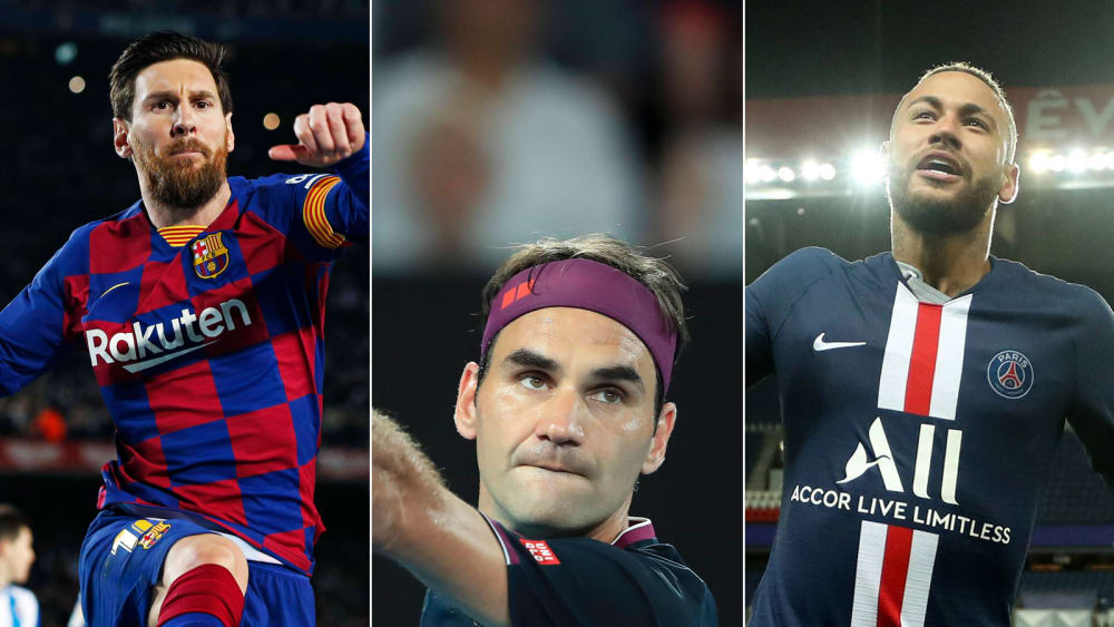 Multi-Million&#228;re: Lionel Messi, Roger Federer und Neymar (v.l.).