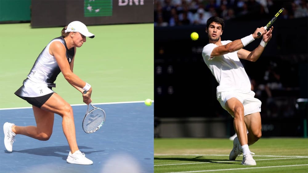 Die Vorjahressieger der US Open: Iga Swiatek (li.) und Carlos Alcaraz.