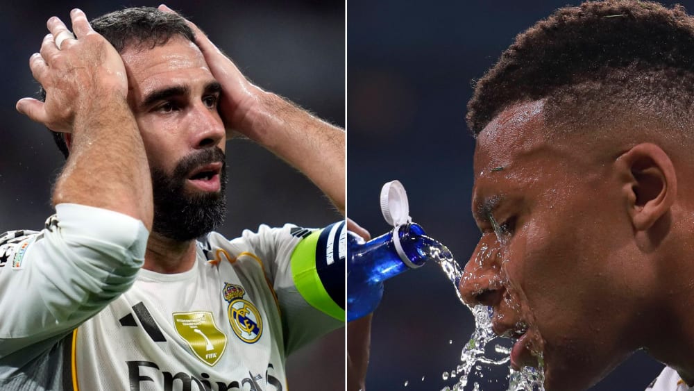 Kalte Duschen für Dani Carvajal und Kylian Mbappé - was eigentlich gar nicht nötig gewesen wäre.