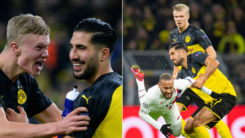 Bis in die Haarspitzen unter Strom: Erling Haaland und Emre Can am Dienstag in Dortmund.