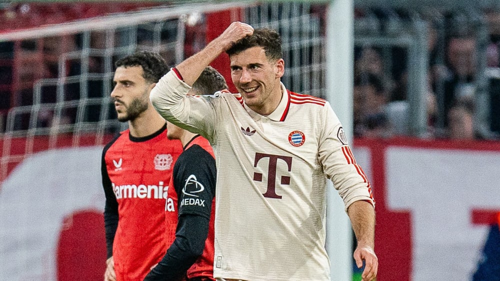 Muss aufpassen: Leon Goretzka sah im Achtelfinal-Hinspiel gegen Leverkusen seine vierte Verwarnung im Wettbewerb.