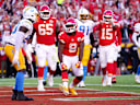 Oct 18, 2026; Kansas City, Missouri, USA;  Kansas City Chiefs running back Kenneth Walker III (9) celebrates after scoring a touchdown during the second quarter against the Los Angeles Chargers at GEHA Field at Arrowhead Stadium.  Mandatory Credit: Denny Medley-Imagn Images