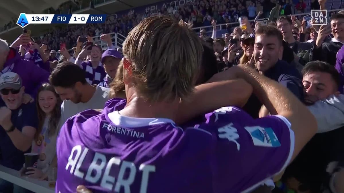 Fiorentina - Roma: Tor zum 1:0 durch Kean in der 14. Minute