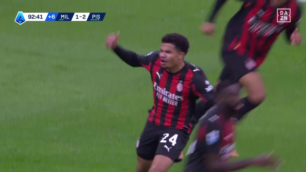 Milan - Pisa: Tor zum 2:2 durch Athekame in der 90.+3 Minute