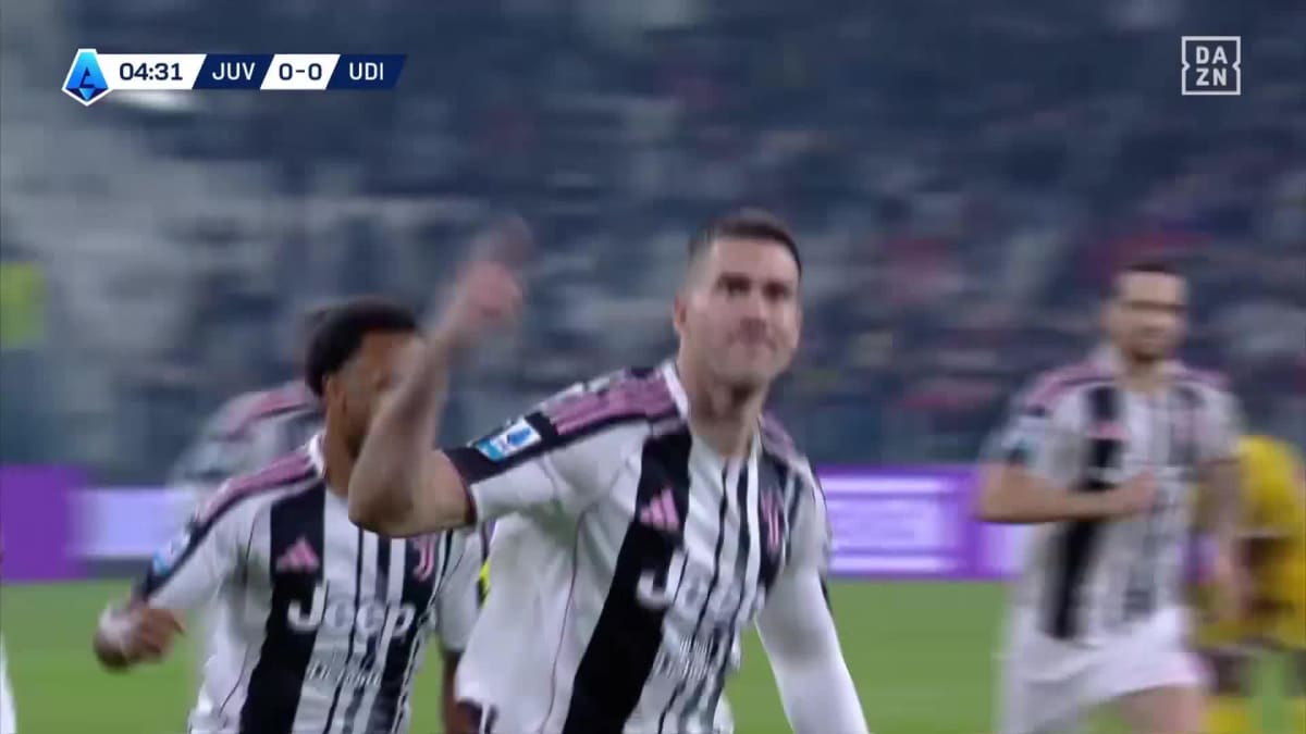 Juventus - | Udinese: Goal for 1-0 by Vlahovic in the 5th minute
