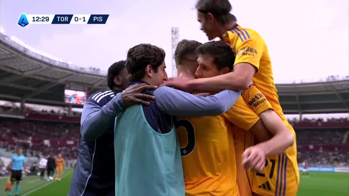 Torino - Pisa: Tor zum 0:1 durch Moreo in der 13. Minute