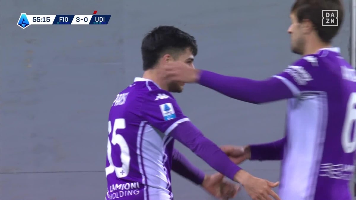 Fiorentina - Udinese: Tor zum 4:0 durch Kean in der 56. Minute