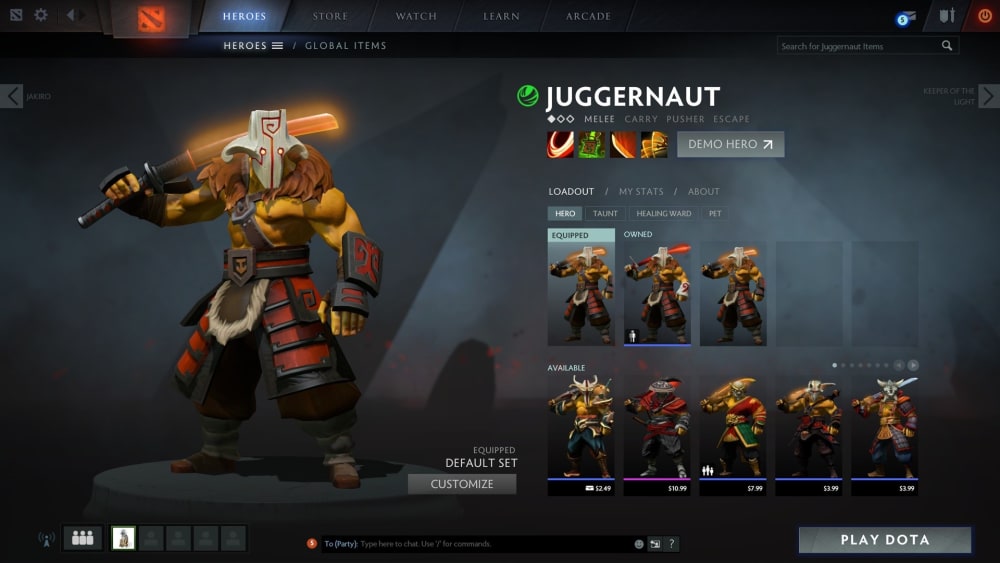 Hier erkennt man, dass z.B. der Champion Juggernaut in Dota als Carry, Pusher oder Escape gespielt werden kann