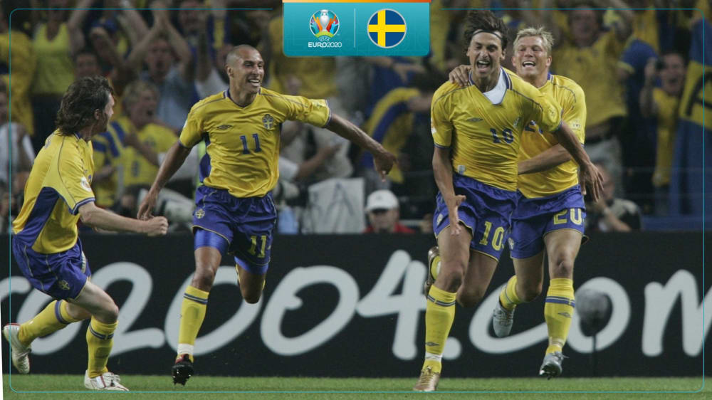 Zlatan bejubelt ein Tor bei der UEFA EURO 2004