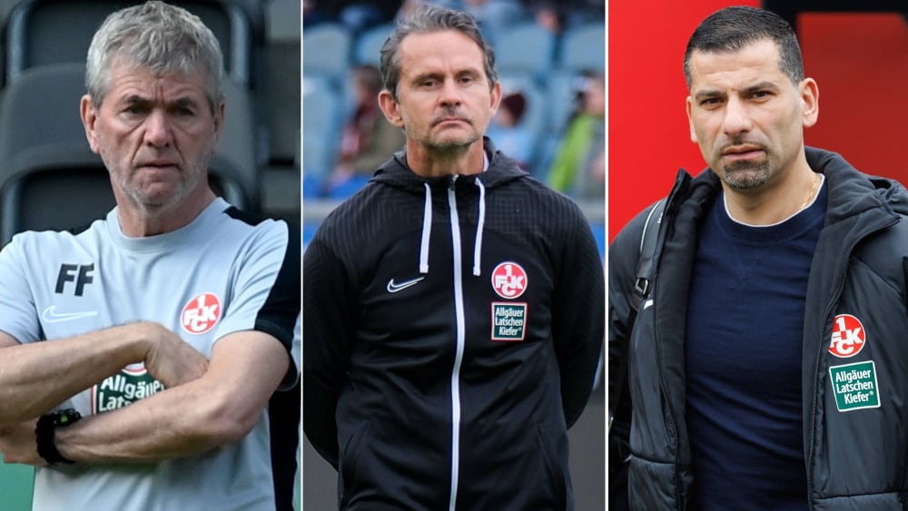 Drei FCK-Trainer in einer laufenden Pokalsaison: Friedhelm Funkel (l.), Dirk Schuster (M.), Dimitrios Grammozis.
