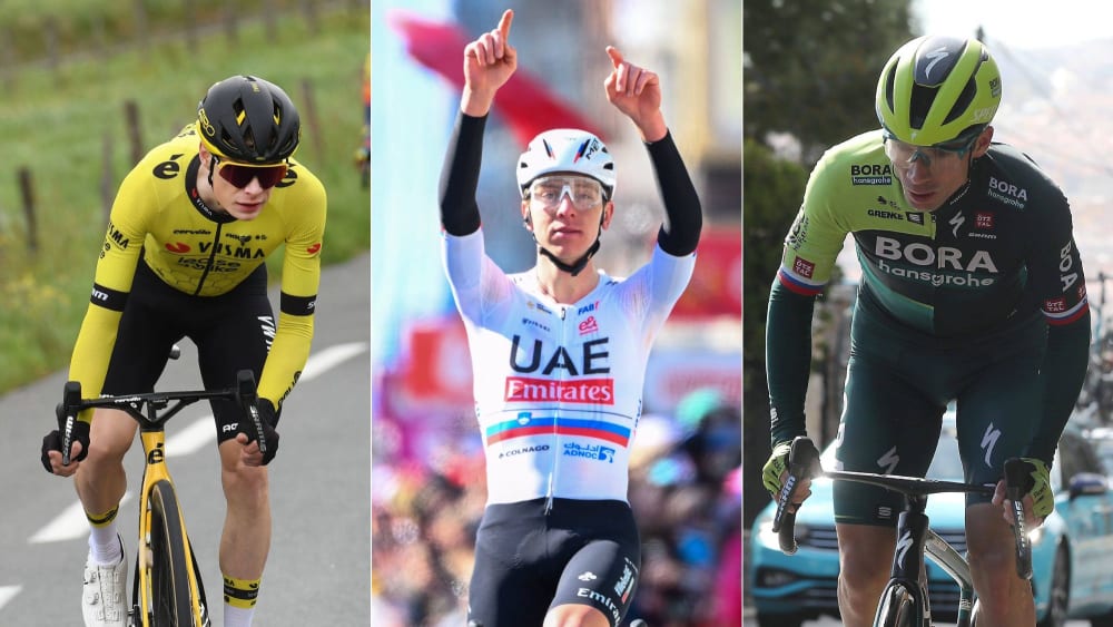 Die drei großen Favoriten bei der 111. Tour de France: Jonas Vingegaard, Tadej Pogacar und Primoz Roglic.