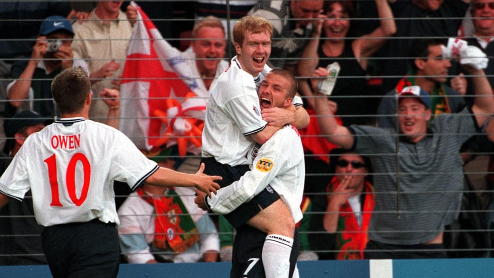 David Beckham nach einer seiner fünf Torvorlagen für England