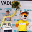 Blumen in Vaduz: Yves Lampaert (Belgien) vom Team Soudal-Quick Step jubelt nach seinem Sieg im Einzelzeitfahren.