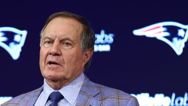 FOXBOROUGH, MASSACHUSETTS - JANUARY 11: Head coach Bill Belichick of the New England Patriots speaks to the media during a press conference at Gillette Stadium on January 11, 2024 in Foxborough, Massachusetts. Belichick announced he is stepping down as head coach after 24 seasons with the team. (Photo by Maddie Meyer/Getty Images)