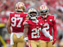 Sep 20, 2026; Santa Clara, California, USA;  San Francisco 49ers cornerback Upton Stout (20) reacts during the second half against the Miami Dolphins at Levi's Stadium.  Mandatory Credit: Cary Edmondson-Imagn Images