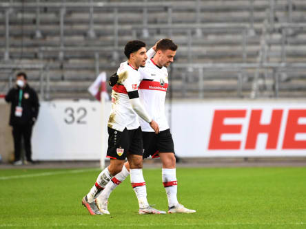 Torschützen unter sich: Omar Marmoush (li.) und Philipp Förster.