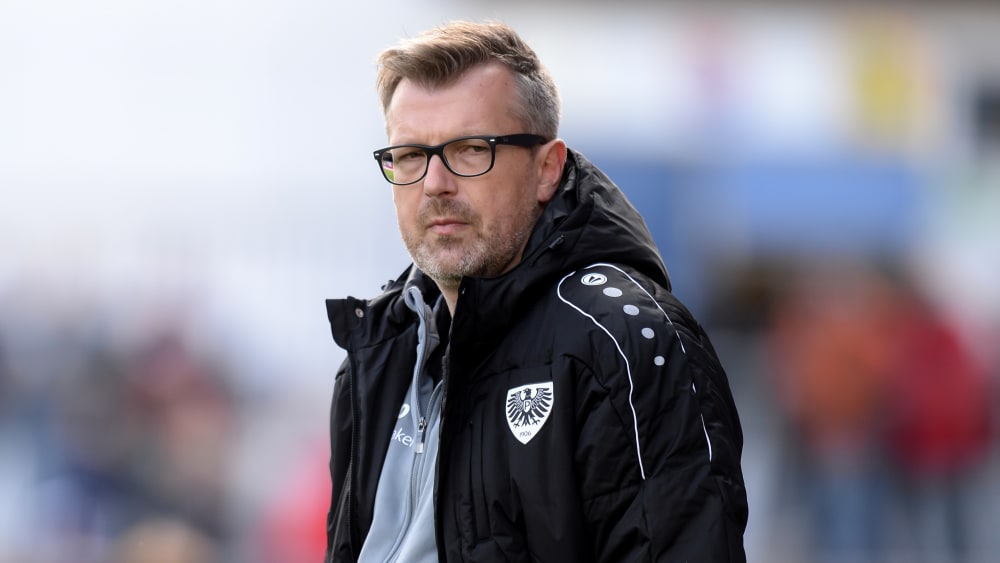 Sieht trotz des Achtungserfolgs in Unterhaching weiter viel Arbeit auf sich zukommen: Preußen Münster-Coach Sven Hübscher.