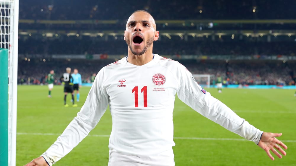 Trifft er bald auch f&#252;r den FC Barcelona? D&#228;nemarks Nationalst&#252;rmer Martin Braithwaite.