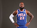 Sep 28, 2026; Camden, NJ, USA; Philadelphia 76ers LeBron James poses for a photo during media day. Mandatory Credit: Bill Streicher-Imagn Images