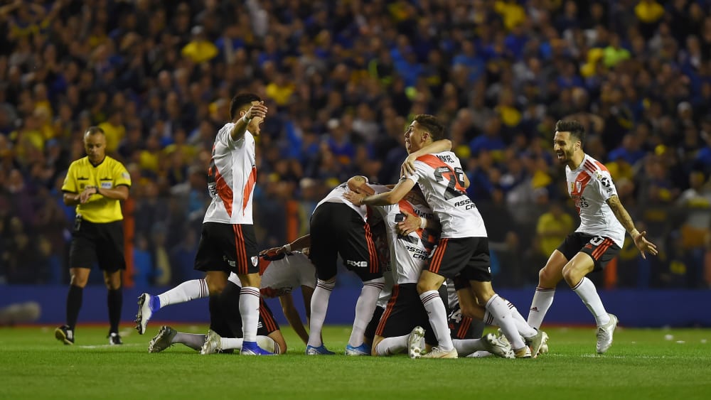 Grenzenloser Jubel: River Plate feiert den abermaligen Einzug ins Endspiel der Copa Libertadores.