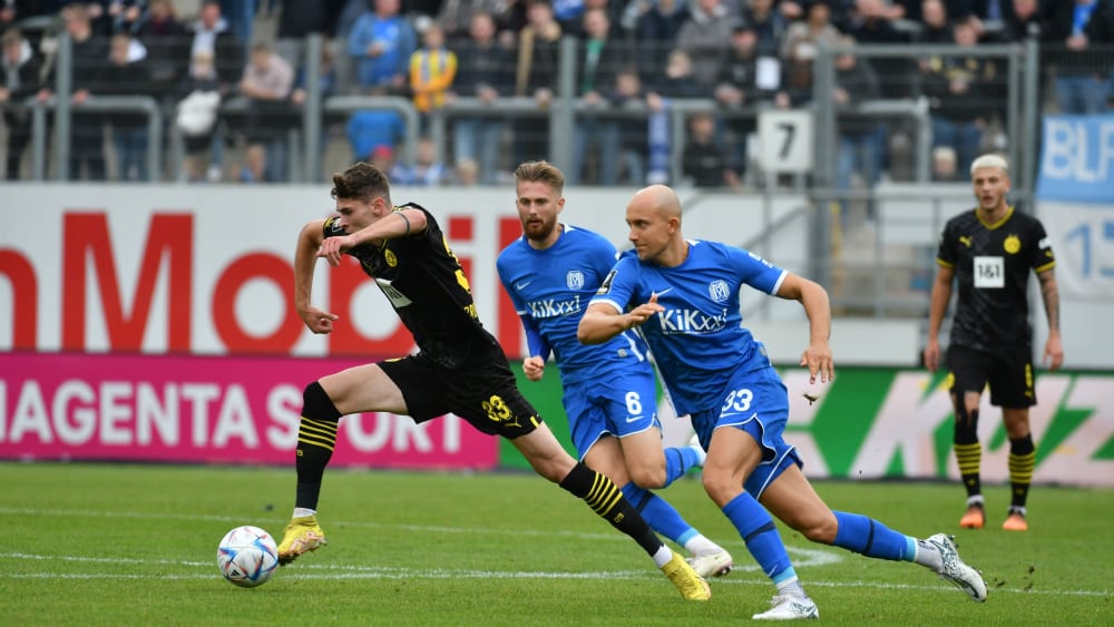 Dortmunds Moritz Broschinski sorgte mit seinem Treffer zum 2:0 für die Dortmunder für tiefe Sorgenfalten bei den Meppenern.