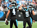 Tetairoa McMillan und Bryce Young in einem NFL-Spiel für die Carolina Panthers