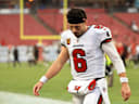 Sep 20, 2026; Tampa, Florida, USA;  Tampa Bay Buccaneers quarterback Baker Mayfield (6) walks off the field as they lost to the Cleveland Browns at Raymond James Stadium.  Mandatory Credit: Kim Klement Neitzel-Imagn Images