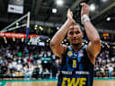 Nicholas Tischler (EWE Baskets Oldenburg) jubelt, Vet Concept Gladiators Trier vs EWE Baskets Oldenburg, Basketball , Basketball, easyCredit BBL, 32. Spieltag, Saison 2025 2026, 02.05.2026 Vet Concept Gladiators Trier vs EWE Baskets Oldenburg, Basketball , Basketball, easyCredit BBL, 32. Spieltag, Saison 2025 2026, 02.05.2026 *** Nicholas Tischler EWE Baskets Oldenburg cheers, Vet Concept Gladiators Trier vs EWE Baskets Oldenburg, Basketball , Basketball, easyCredit BBL, 32 Matchday, Season 2025 2026, 02 05 2026 Vet Concept Gladiators Trier vs EWE Baskets Oldenburg, Basketball , Basketball, easyCredit BBL, 32 Matchday, Season 2025 2026, 02 05 2026 Copyright: xEibner-Pressefoto AlexanderxNeisx EP_ANS