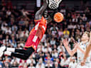 MUNICH, GERMANY - MAY 19: Wenyen Gabriel (FC Bayern Muenchen, 32) hanging on the basket after a dunk during the easyCredit Basketball Bundesliga Playoffs Quarterfinal Game 2 between FC Bayern Muenchen vs. Vet-Concept Gladiators Trier at SAP Garden on match 2 of the Playoffs Quarterfinals Best of Five of easyCredit Basketball Bundesliga on May 19, 2026 in Munich, Germany. Bavaria Germany Copyright: xSteffiexWunderlx
