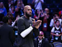 Oct 8, 2026; Brooklyn, New York, USA;  Philadelphia 76ers forward Lebron James (23) warms up before a game against the Brooklyn Nets at Barclays Center.  Mandatory Credit: John Jones-Imagn Images