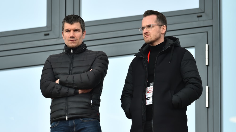 Essens Direktor Profifußball Marcus Steegmann und Sportdirektor Christian Flüthmann (v. l.) haben ihre Verträge verlängert.