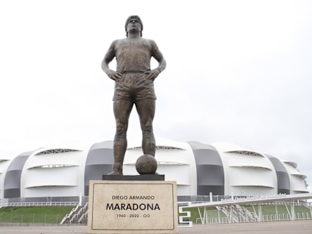 Die Maradona-Statue in Santiago del Estero.