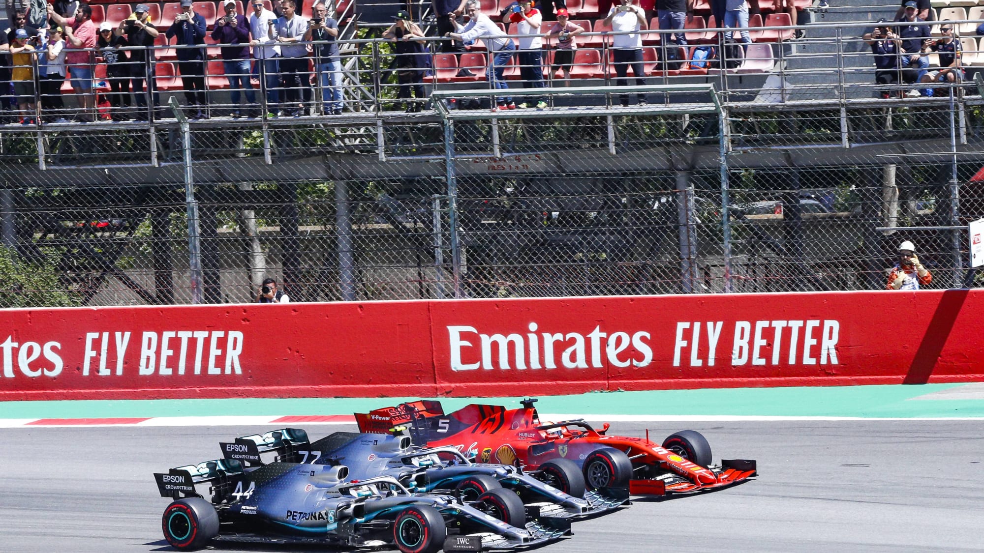 Einen tollen Kampf lieferten sich Hamilton, Bottas und Vettel in Barcelona.