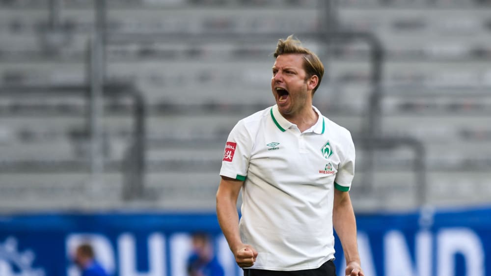 Jubel und Erleichterung: Werder-Trainer Florian Kohfeldt.