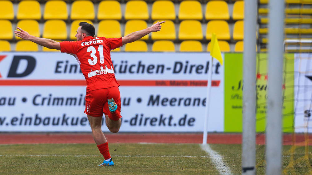 Artur Mergel erzielte für Rot-Weiß Erfurt die frühe Führung im Topspiel. (Archivbild)