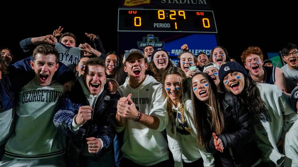 Georgetown Voice Fans: College sports attract huge crowds in the United States.