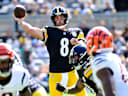 Pittsburgh Steelers quarterback Aaron Rodgers (8) throws for a touchdown in the first quarter against the Cincinnati Bengals at Acrisure Stadium on Sunday, Sept. 27, 2026 in Pittsburgh. PUBLICATIONxNOTxINxUSA PIT2026092701 ARCHIExCARPENTER